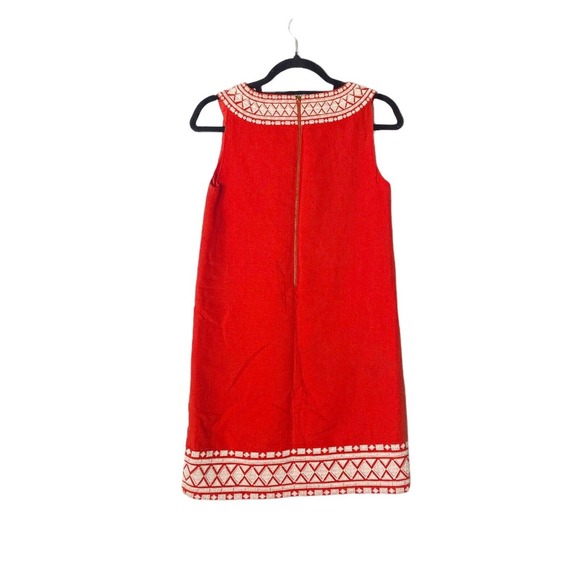 Kate Spade Sz 0 XS Laureen Embroidered Linen Shift Dress Women Red V Neck Lined - Picture 9 of 12